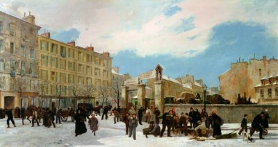 Belegering van Parijs. Een erf voor brandhout, Boulevard de Montparnasse, januari 1871 door Jacques Guiaud
